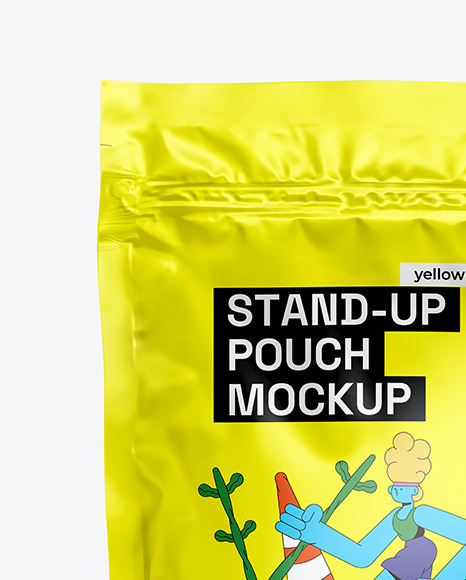 Matte Metallic Stand-up Pouch Mockup