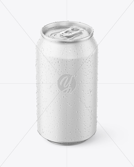 Matte Aluminium Drink Can w/ Drops Mockup