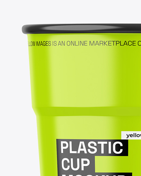 Glossy Plastic Cup w/ Straw Mockup