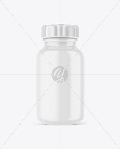 Glossy Plastic Bottle with Pills Mockup