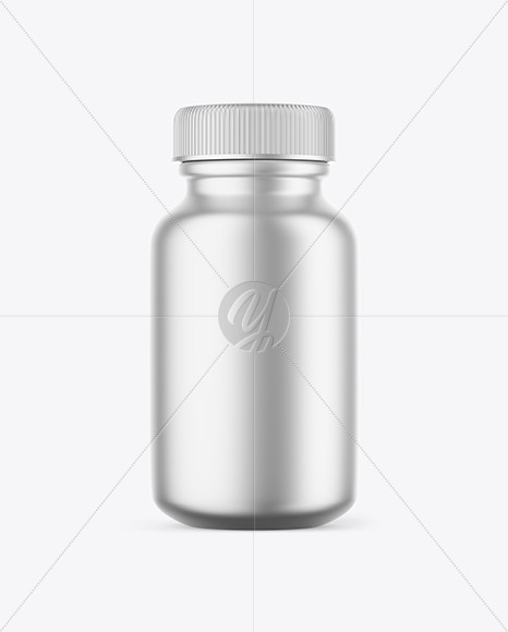 Metallized Plastic Bottle with Pills Mockup