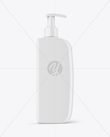 Glossy Cosmetic Bottle with Pump Mockup