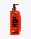 Glossy Cosmetic Bottle with Pump Mockup