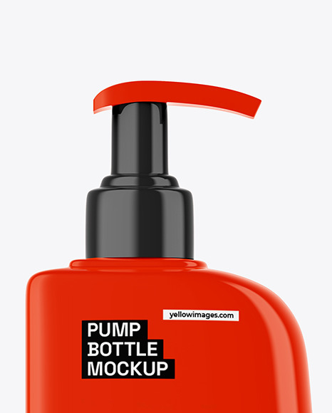 Glossy Cosmetic Bottle with Pump Mockup