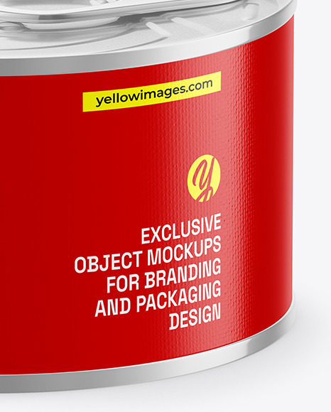 Glossy Metallic Tin Can Mockup