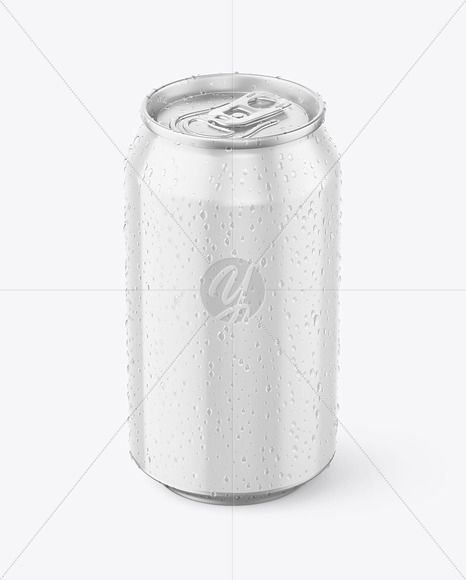 Glossy Aluminium Drink Can w/ Drops Mockup