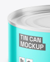 Glossy Metallic Tin Can Mockup