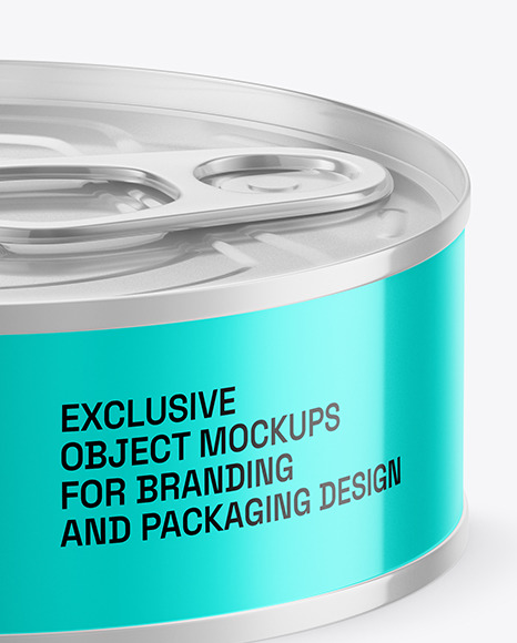 Glossy Metallic Tin Can Mockup