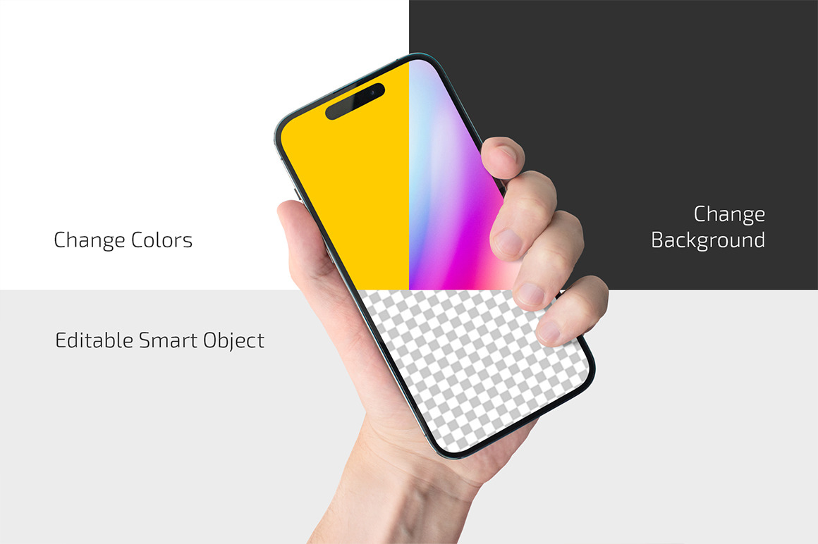 Hand Holding iPhone Mockup Set Hand Holding iPhone Mockup Set