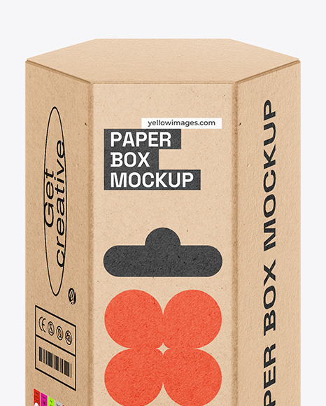 Hexagonal Kraft Paper Box Mockup