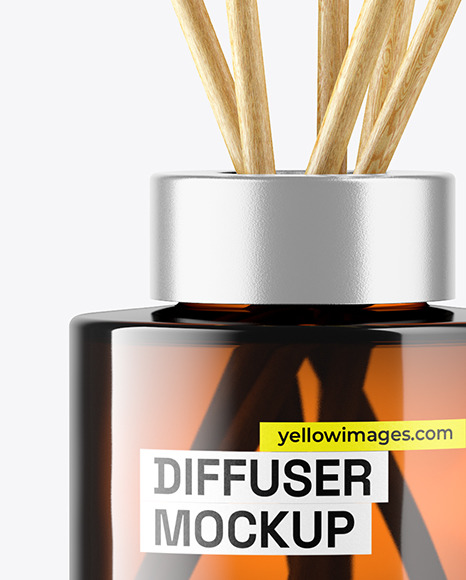 Amber Glass Diffuser Bottle w/ Box Mockup