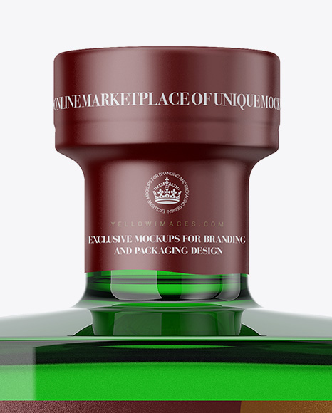 Square Green Glass Bottle Mockup