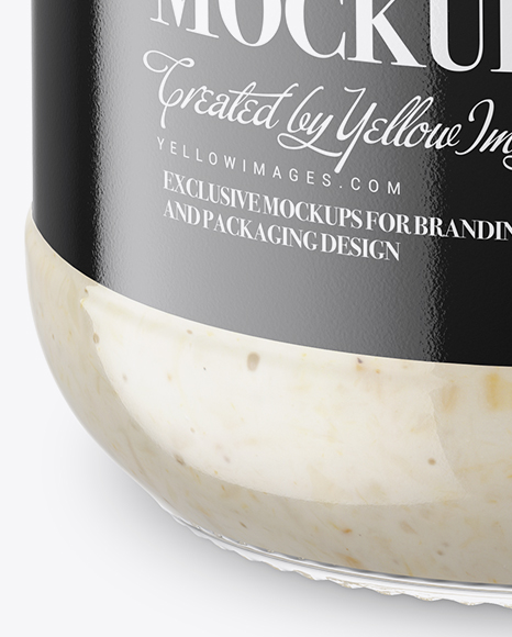 Clear Glass Jar with Horseradish Mockup (High-Angle Shot)