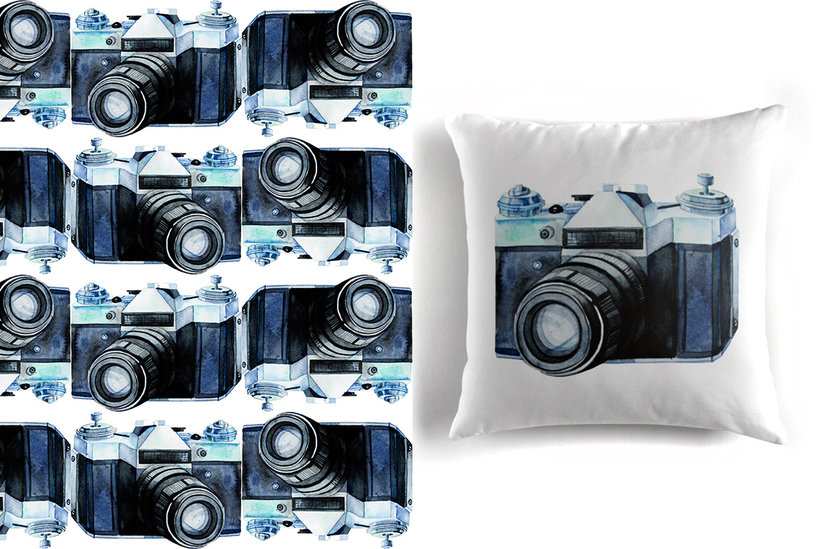 Vintage watercolor camera collection Vintage watercolor camera collection