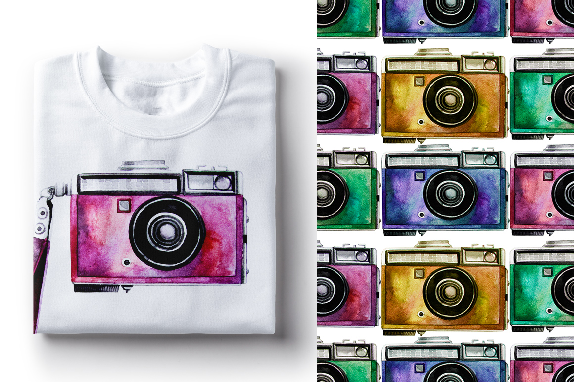 Vintage watercolor camera collection Vintage watercolor camera collection