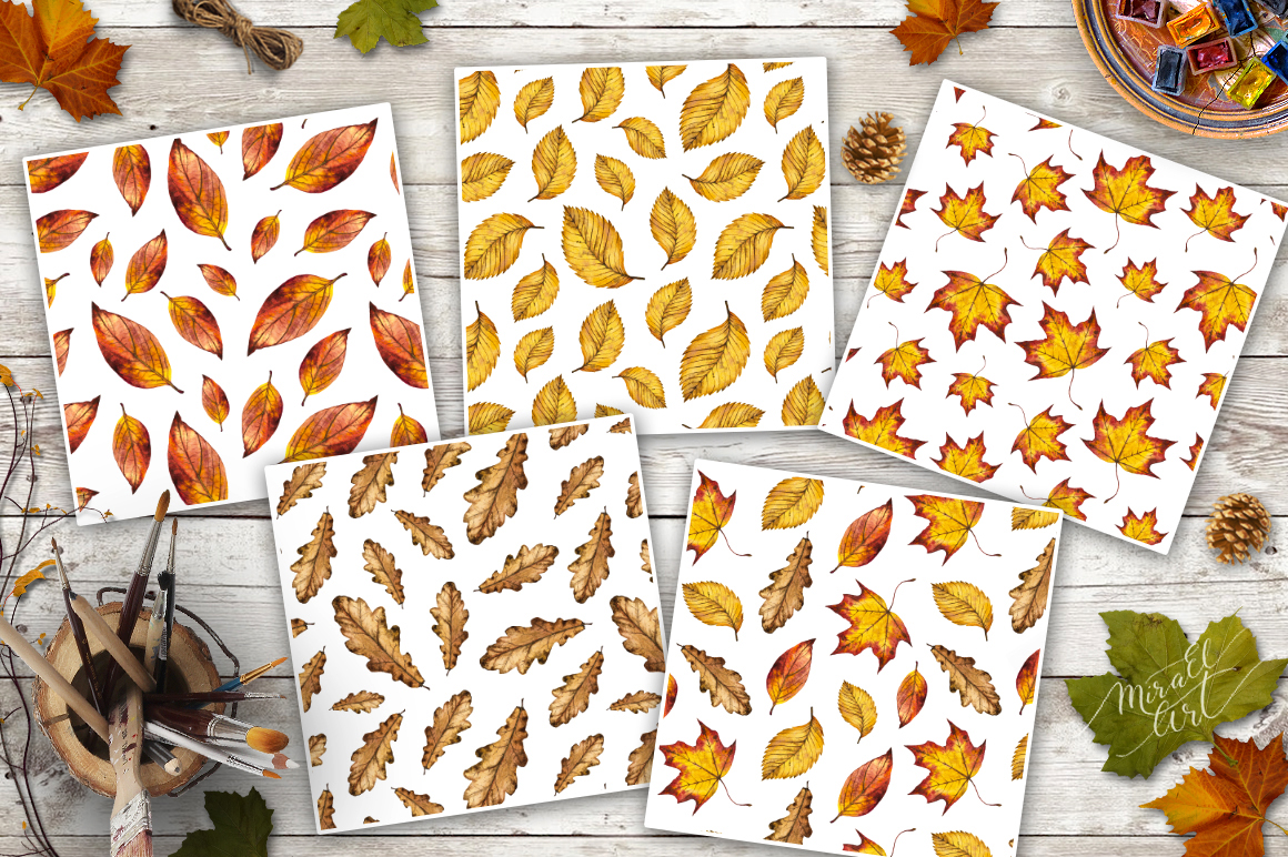 Watercolor autumn leaves Watercolor autumn leaves
