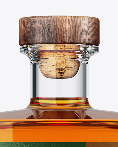 Square Glass Bottle W/ Whisky Mockup