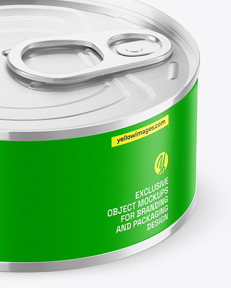 Glossy Metallic Tin Can Mockup