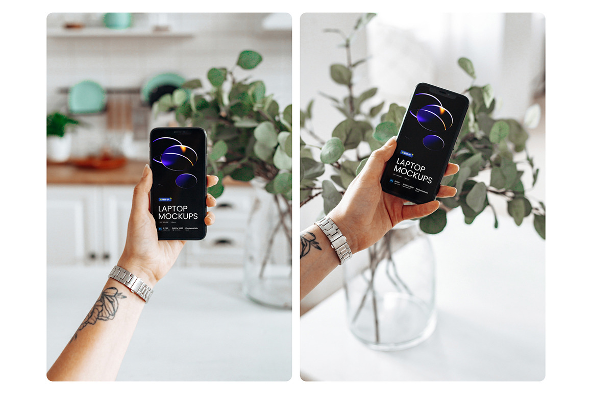 8 Device PSD Mockups | LAPTOP + IPHONE