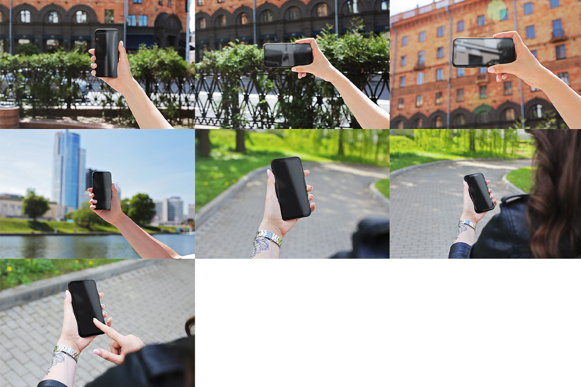 iPhone in Hands City PSD Mockups