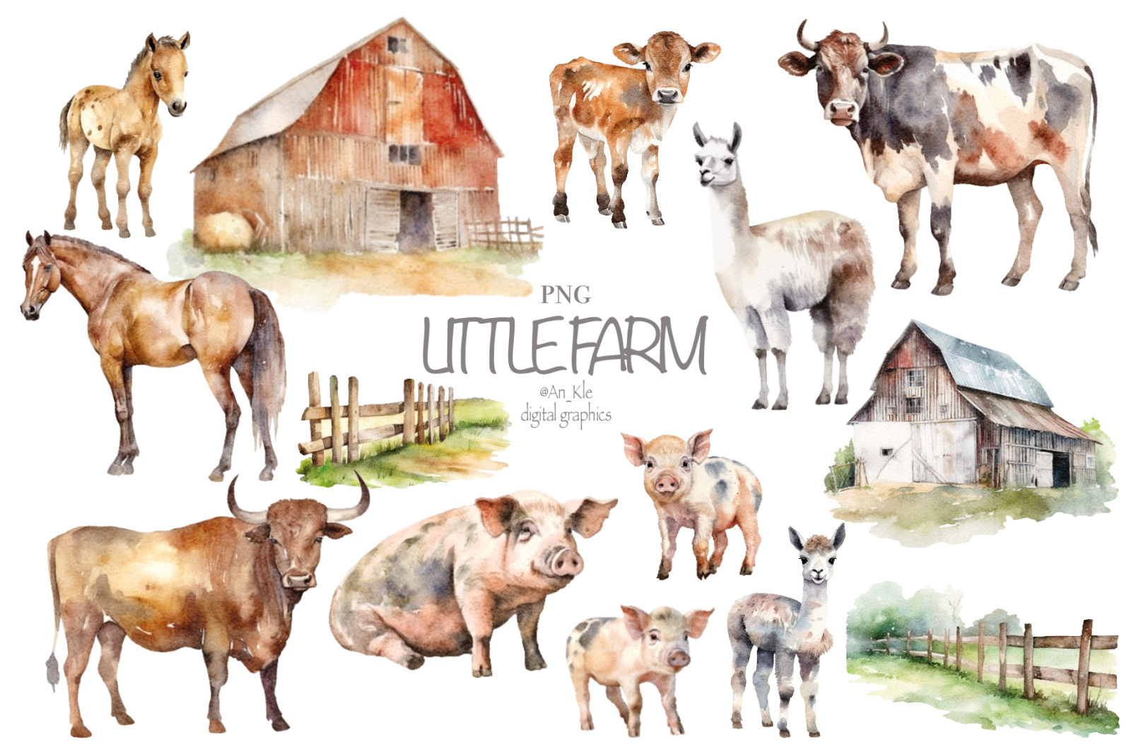 Little Farm png watercolour Little Farm png watercolour