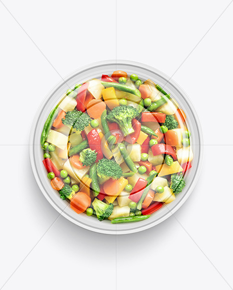 Plastic Bowl With Vegetable Mix Mockup