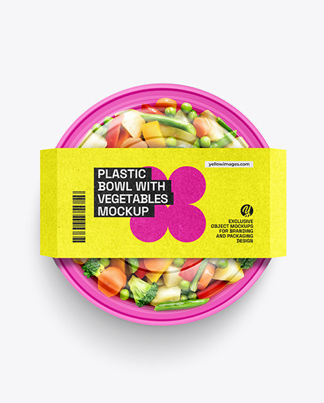 Plastic Bowl With Vegetable Mix Mockup