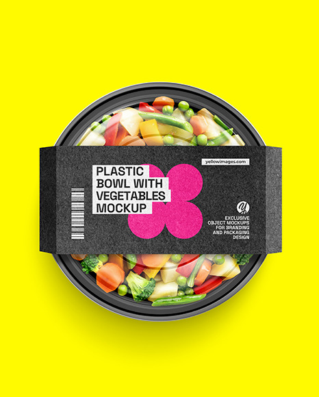 Plastic Bowl With Vegetable Mix Mockup