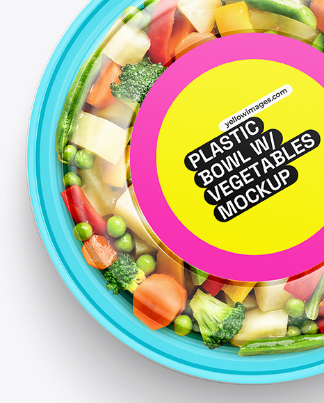 Plastic Bowl With Vegetable Mix Mockup