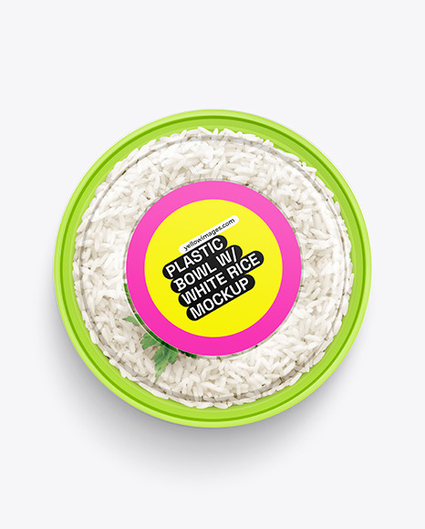 Plastic Bowl With Rice Mockup