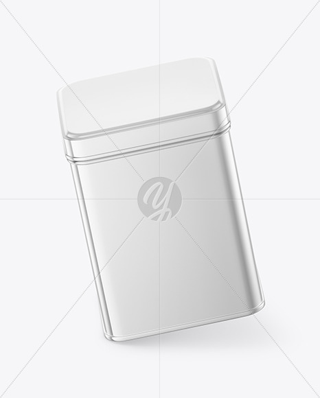 Glossy Metallic Tin Box Mockup