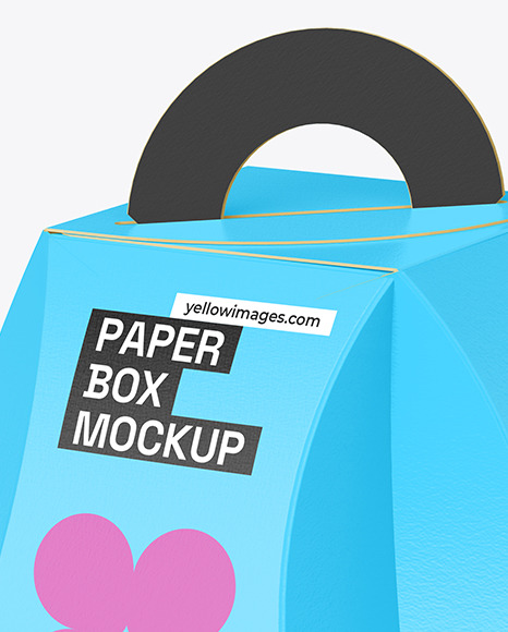 Paper Gift Box with Handle Mockup