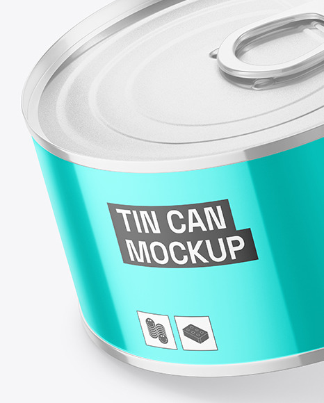 Glossy Metallic Tin Can Mockup