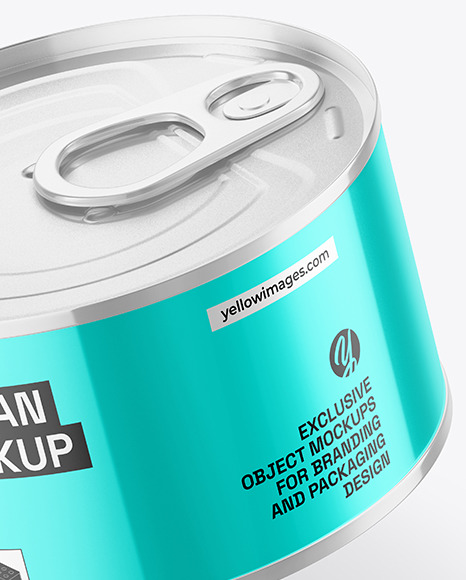 Glossy Metallic Tin Can Mockup