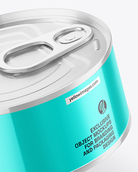 Glossy Metallic Tin Can Mockup