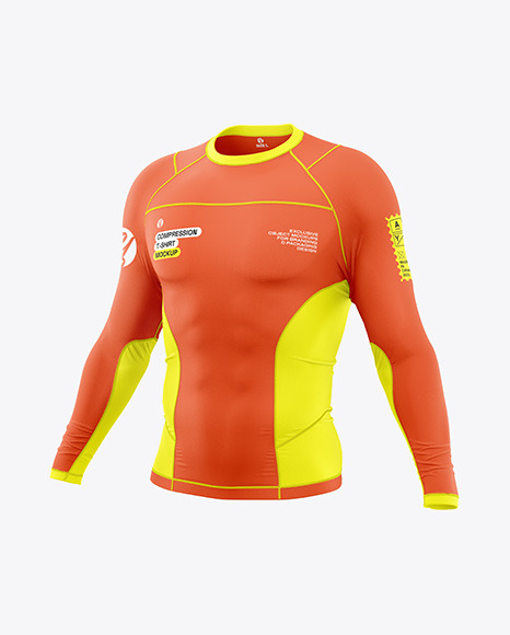 Long Sleeve Compression T-Shirt Mockup - Half Side View