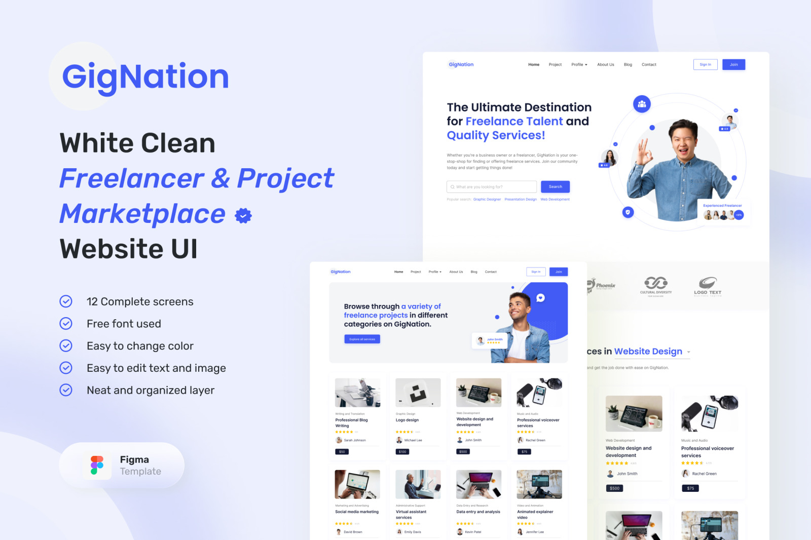 Gignation – white clean freelancer and project marketplace