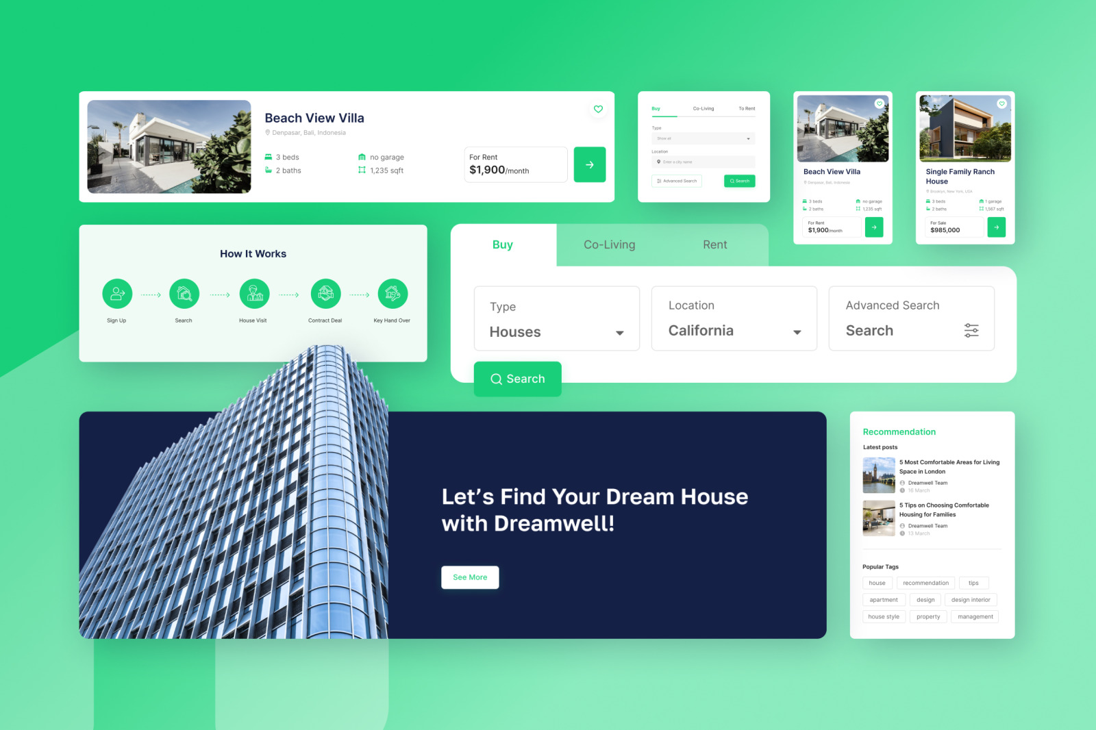 Dreamwell – the green white clean real estate website