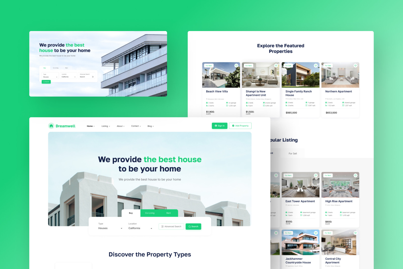 Dreamwell – the green white clean real estate website