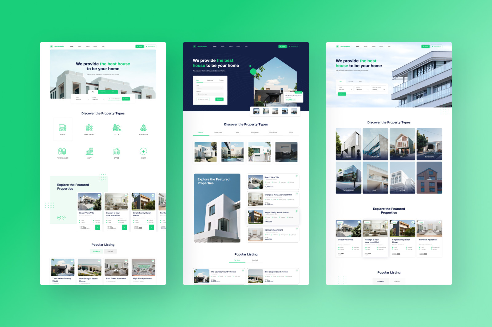 Dreamwell – the green white clean real estate website