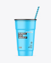 Matte Plastic Cup w/ Straw Mockup