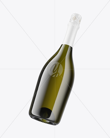 Green Glass White Champagne Bottle Mockup