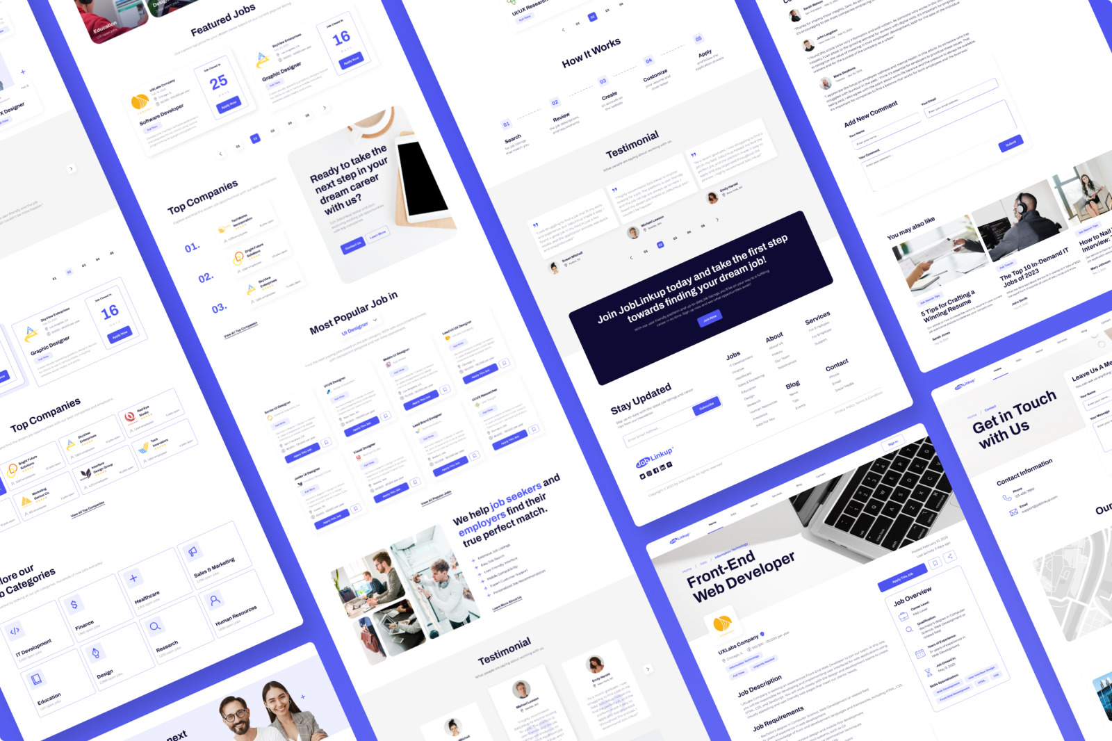 Joblinkedup, the clean white blue job board marketplace website Joblinkedup, the clean white blue job board marketplace website