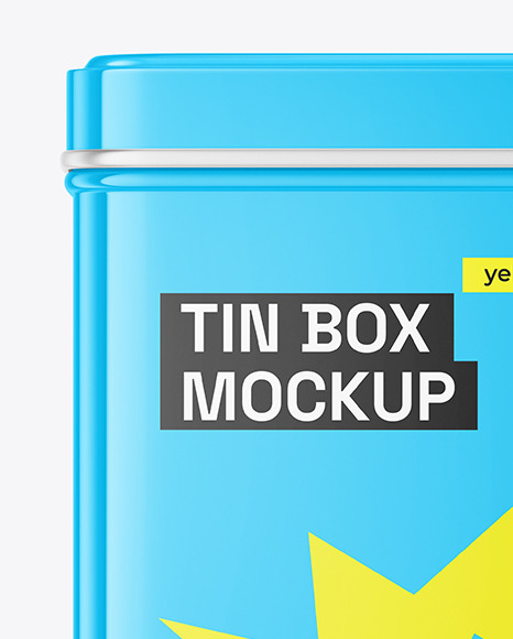 Glossy Tin Box Mockup