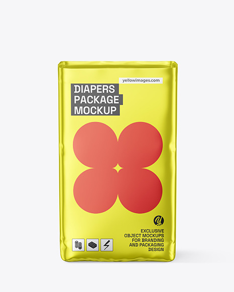 Metallized Diapers Pack Mockup Metallized Diapers Pack Mockup