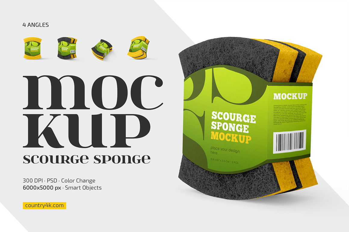 Scourge Sponge Mockup Set on Yellow Images Creative Store - 115466