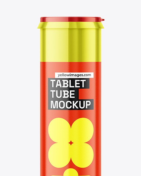 Glossy Metallic Tablet Tube Mockup