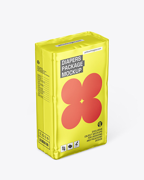 Metallized Diapers Pack Mockup Metallized Diapers Pack Mockup