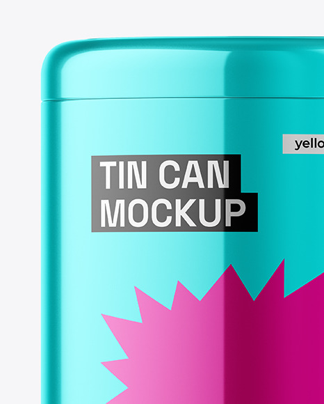 Glossy Metallic Tin Can Mockup