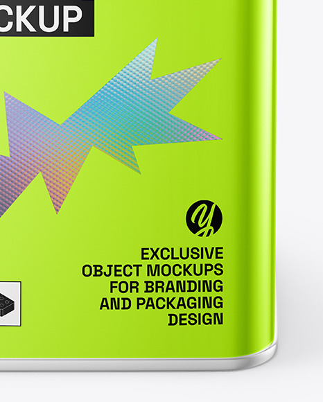 Glossy Metallic Tin Box Mockup